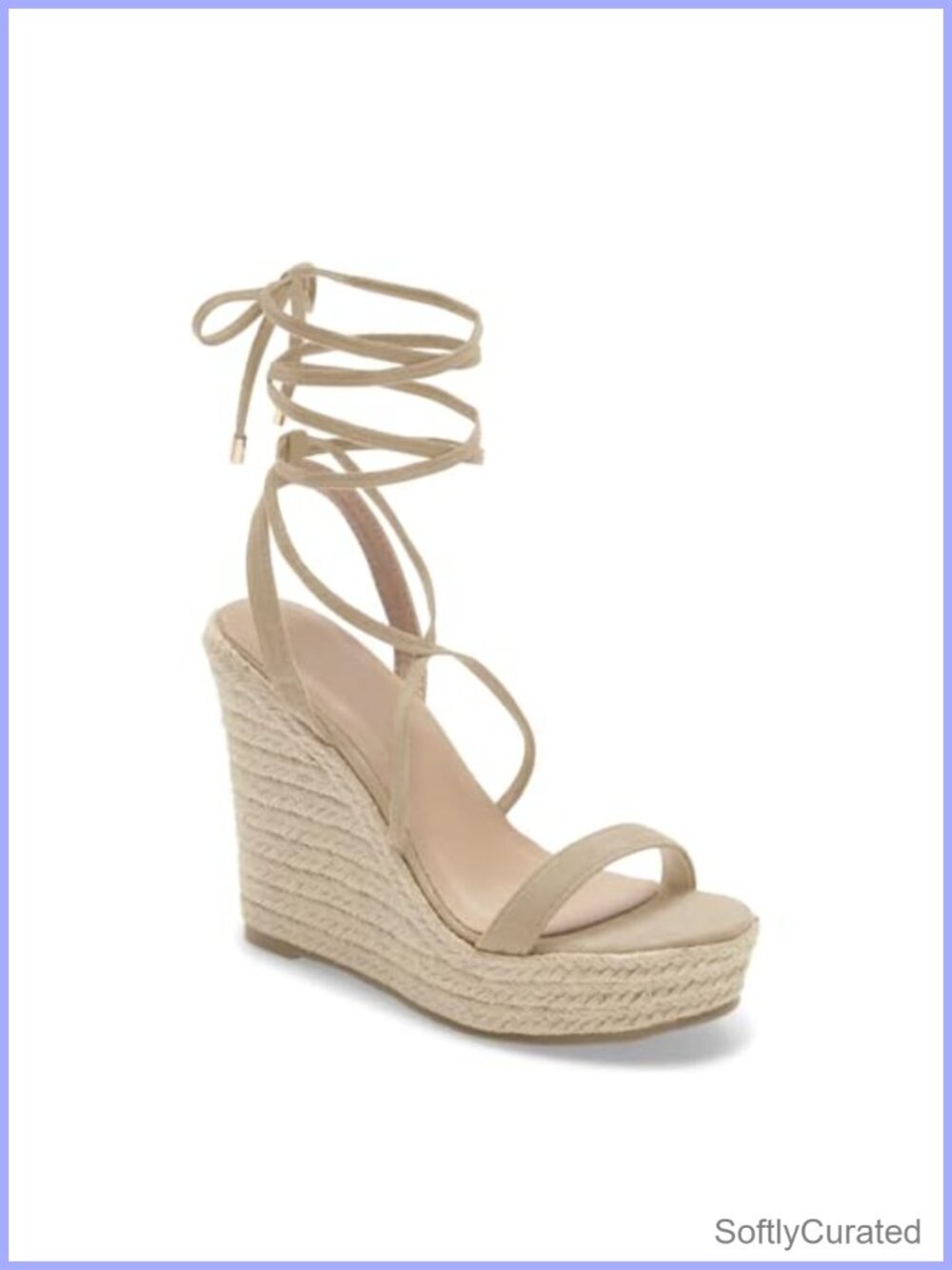 Coutgo Women's Espadrille Wedge Sandals Lace Up Platform Ankle Cross Strap